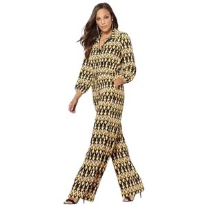 NWT; Eva Mendes for NY & Co; Women's Geometric Print Wide Leg Jumpsuit, Sz L